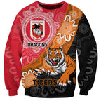 Personalised Dragons And Tigers Rugby Sweatshirt Aboriginal Art