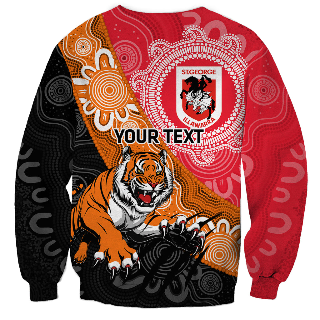 Personalised Dragons And Tigers Rugby Sweatshirt Aboriginal Art