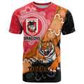 Personalised Dragons And Tigers Rugby T Shirt Aboriginal Art