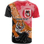 Personalised Dragons And Tigers Rugby T Shirt Aboriginal Art