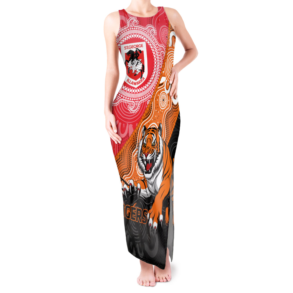 Personalised Dragons And Tigers Rugby Tank Maxi Dress Aboriginal Art