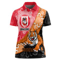 Personalised Dragons And Tigers Rugby Women Polo Shirt Aboriginal Art
