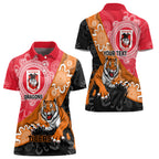 Personalised Dragons And Tigers Rugby Women Polo Shirt Aboriginal Art