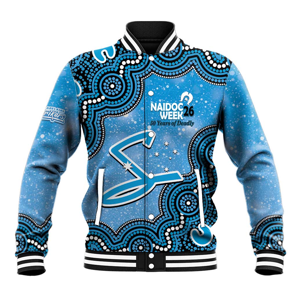 Adelaide Strikers NAIDOC Week 2026 Custom Baseball Jacket 50 Years Deadly Indigenous Art Glitter Effect