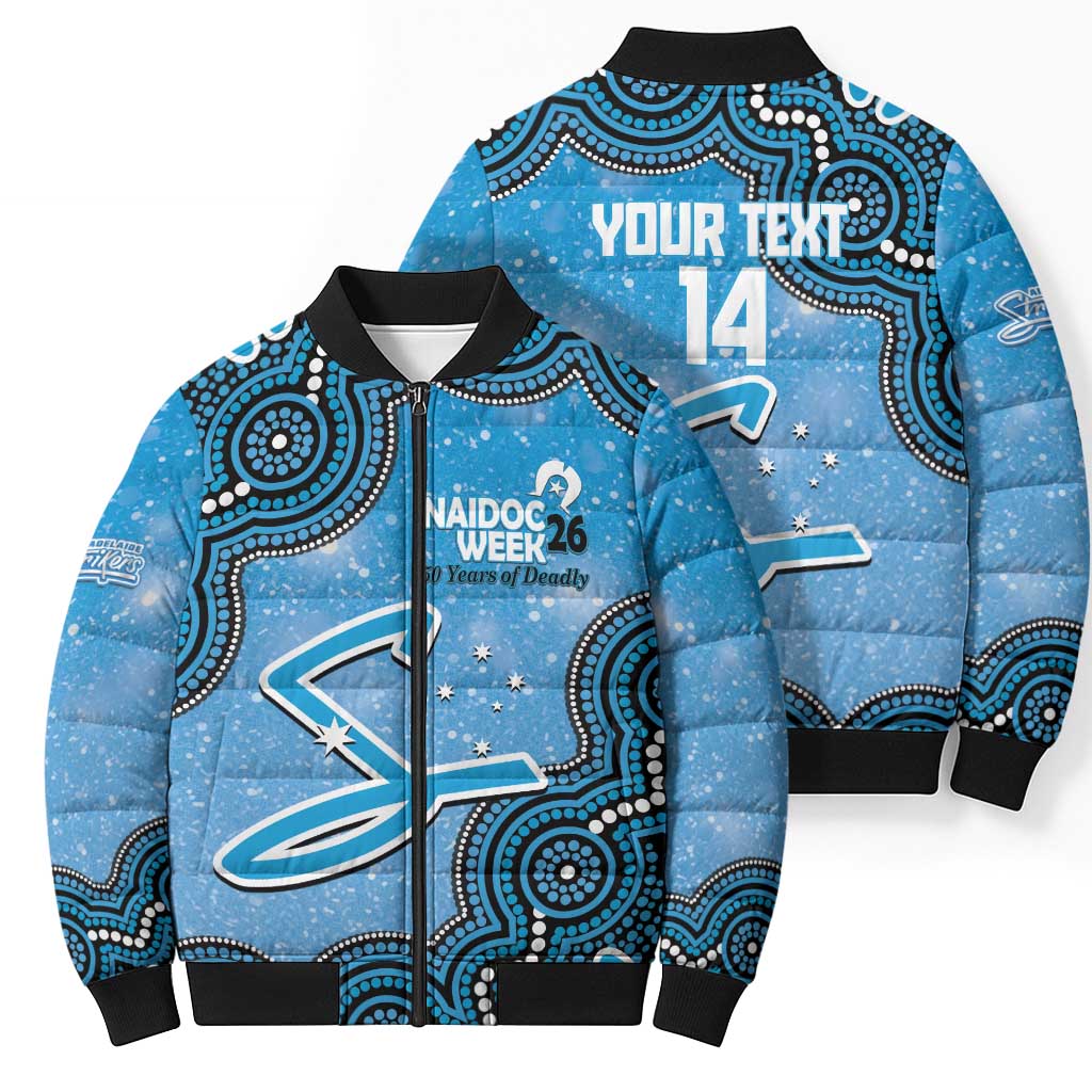 Adelaide Strikers NAIDOC Week 2026 Custom Bomber Puffer Jacket 50 Years Deadly Indigenous Art Glitter Effect
