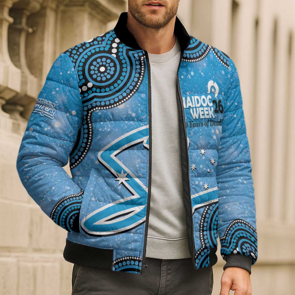 Adelaide Strikers NAIDOC Week 2026 Custom Bomber Puffer Jacket 50 Years Deadly Indigenous Art Glitter Effect