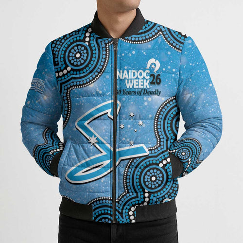 Adelaide Strikers NAIDOC Week 2026 Custom Bomber Puffer Jacket 50 Years Deadly Indigenous Art Glitter Effect