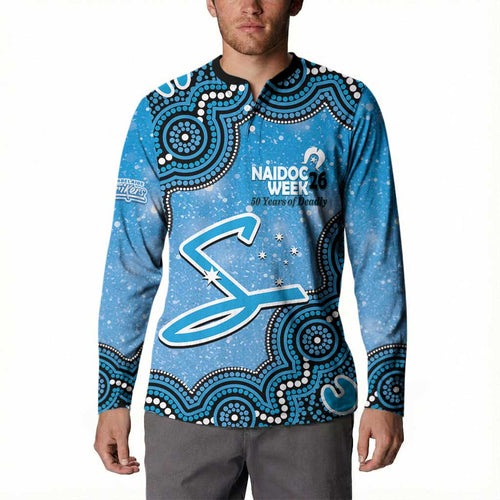 Adelaide Strikers NAIDOC Week 2026 Custom Button Sweatshirt 50 Years Deadly Indigenous Art Glitter Effect