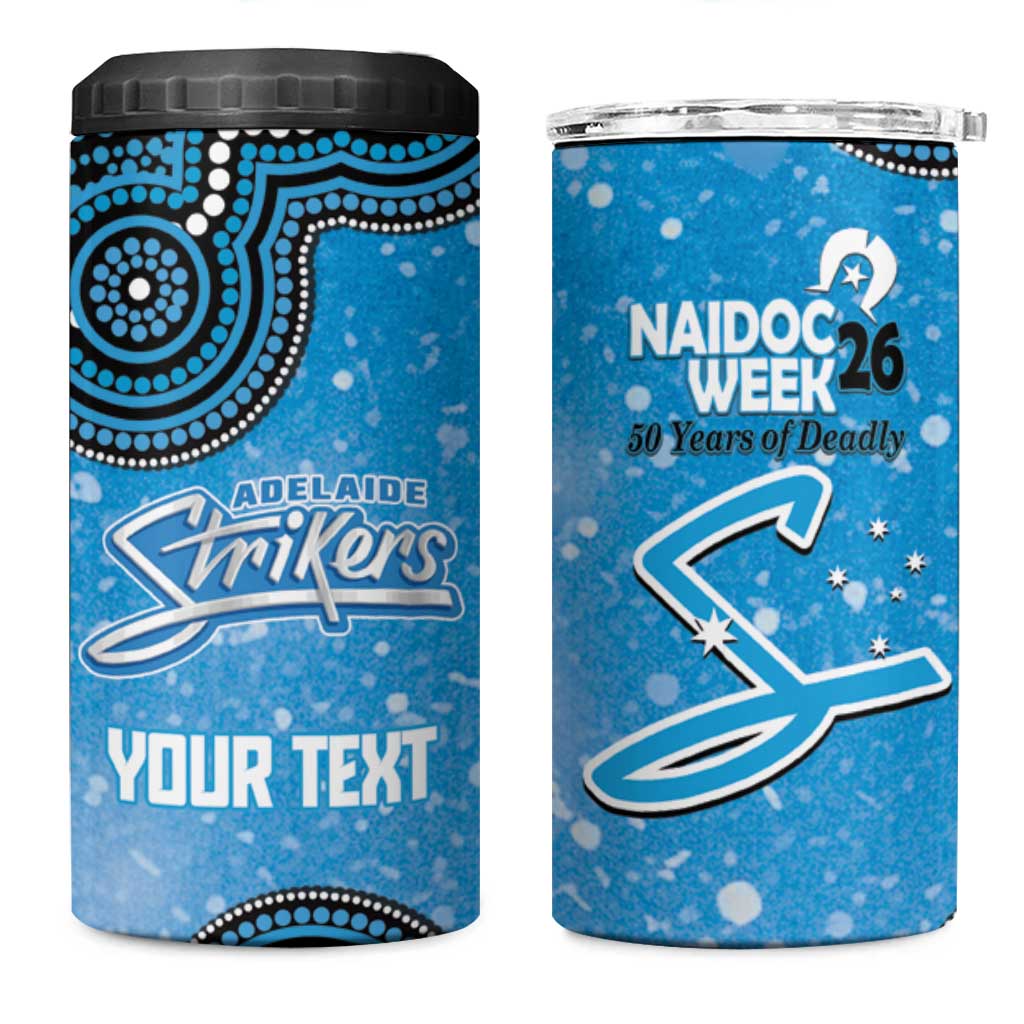 Adelaide Strikers NAIDOC Week 2026 Custom 4 in 1 Can Cooler Tumbler 50 Years Deadly Indigenous Art Glitter Effect