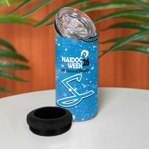 Adelaide Strikers NAIDOC Week 2026 Custom 4 in 1 Can Cooler Tumbler 50 Years Deadly Indigenous Art Glitter Effect