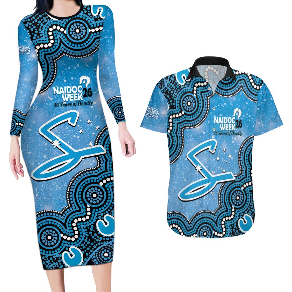 Adelaide Strikers NAIDOC Week 2026 Custom Couples Matching Long Sleeve Bodycon Dress and Hawaiian Shirt 50 Years Deadly Indigenous Art Glitter Effect