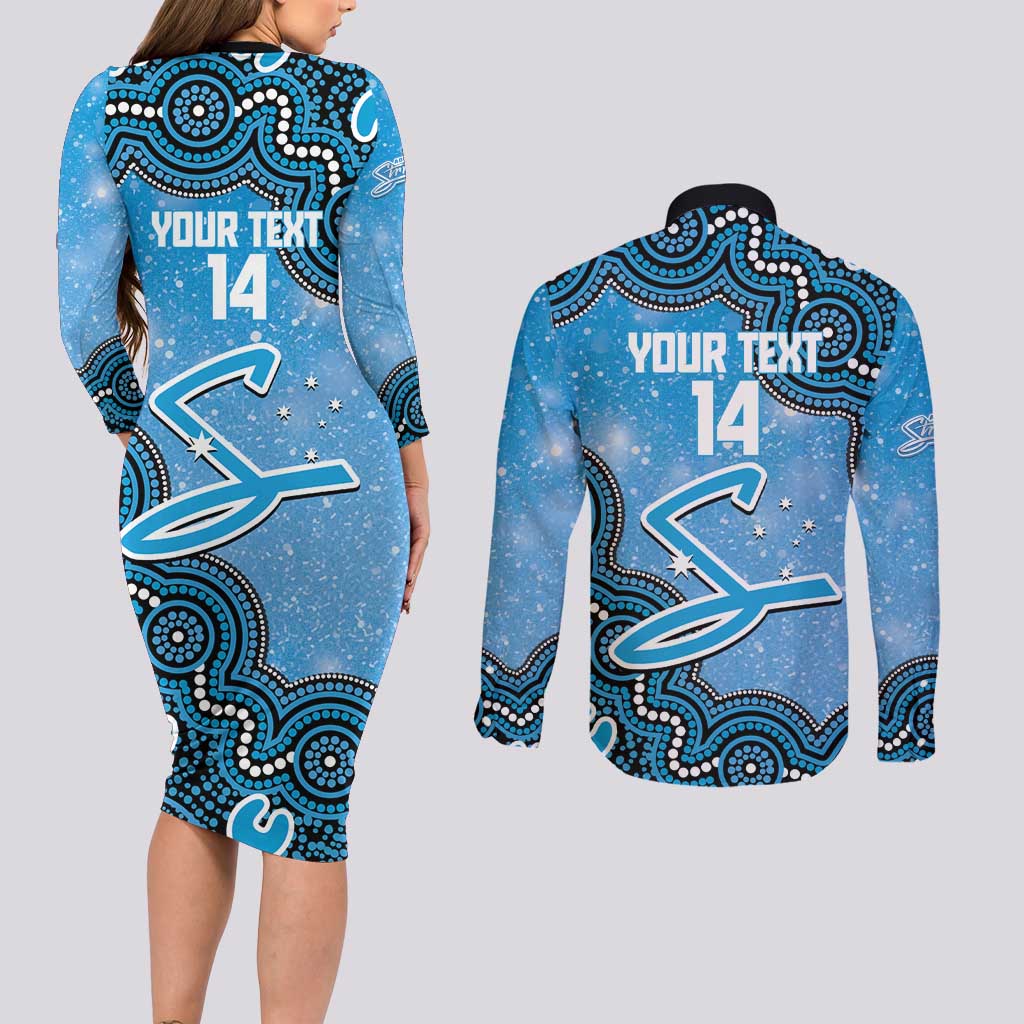 Adelaide Strikers NAIDOC Week 2026 Custom Couples Matching Long Sleeve Bodycon Dress and Long Sleeve Button Shirt 50 Years Deadly Indigenous Art Glitter Effect