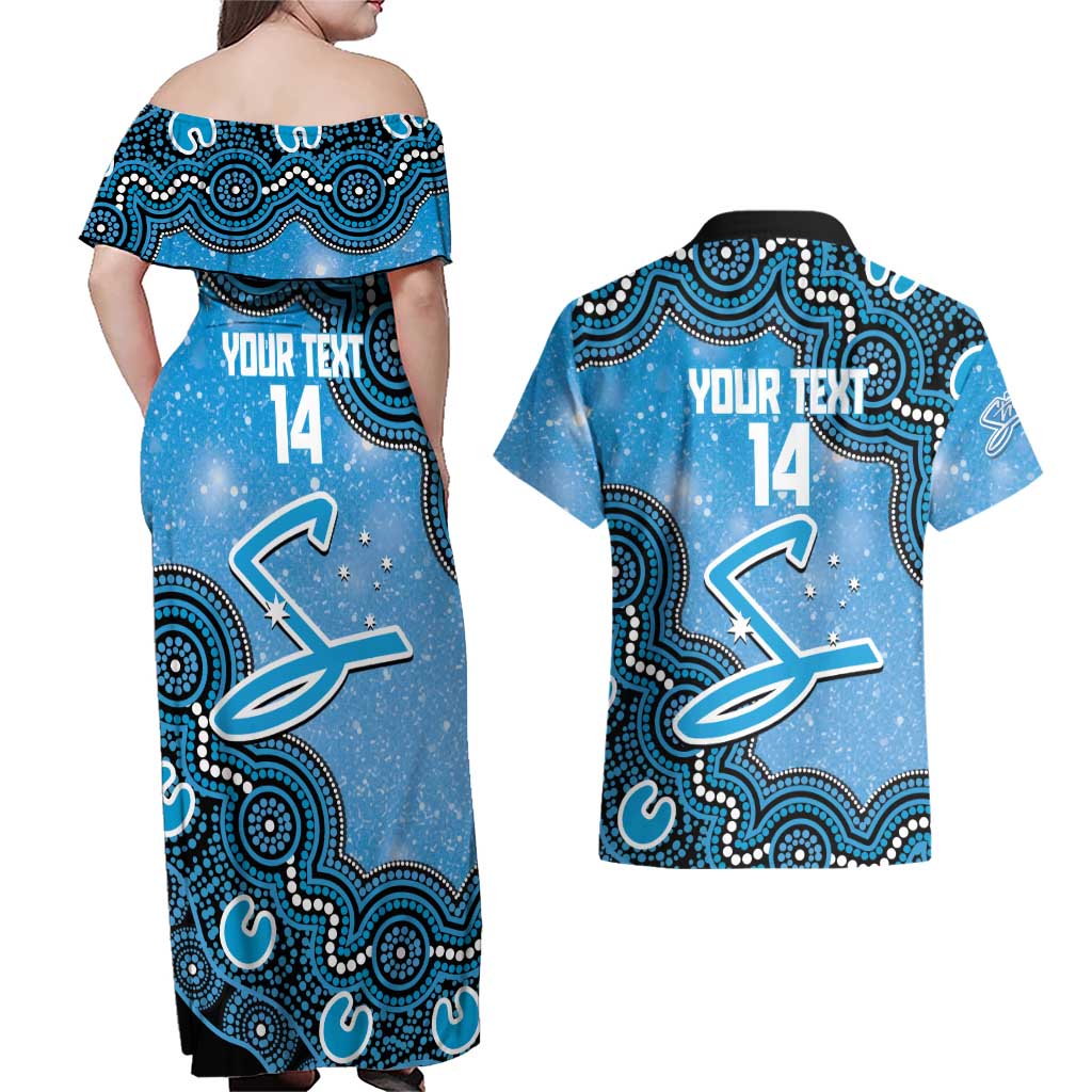 Adelaide Strikers NAIDOC Week 2026 Custom Couples Matching Off Shoulder Maxi Dress and Hawaiian Shirt 50 Years Deadly Indigenous Art Glitter Effect