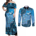 Adelaide Strikers NAIDOC Week 2026 Custom Couples Matching Off Shoulder Maxi Dress and Long Sleeve Button Shirt 50 Years Deadly Indigenous Art Glitter Effect