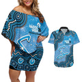 Adelaide Strikers NAIDOC Week 2026 Custom Couples Matching Off Shoulder Short Dress and Hawaiian Shirt 50 Years Deadly Indigenous Art Glitter Effect