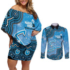 Adelaide Strikers NAIDOC Week 2026 Custom Couples Matching Off Shoulder Short Dress and Long Sleeve Button Shirt 50 Years Deadly Indigenous Art Glitter Effect