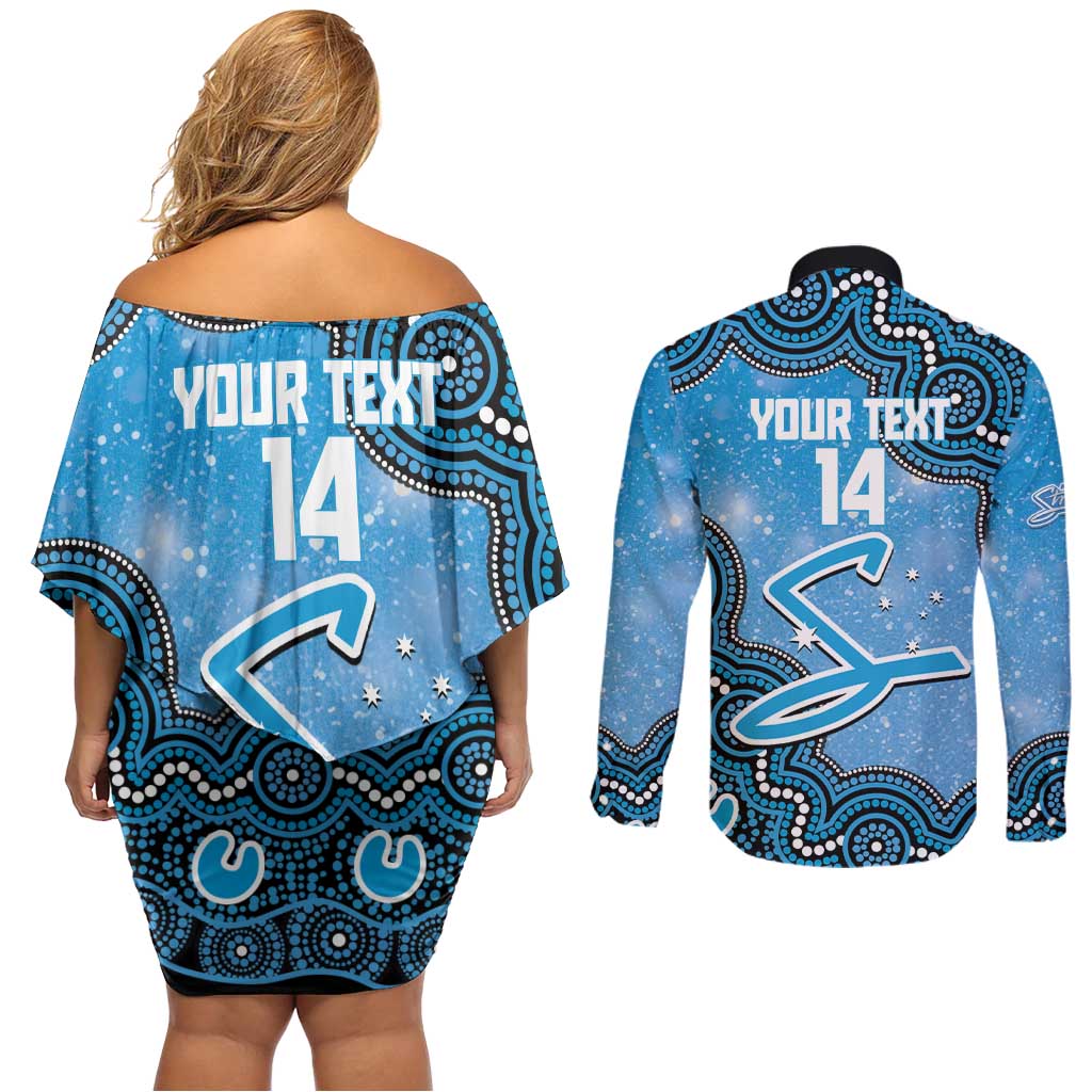 Adelaide Strikers NAIDOC Week 2026 Custom Couples Matching Off Shoulder Short Dress and Long Sleeve Button Shirt 50 Years Deadly Indigenous Art Glitter Effect