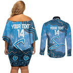 Adelaide Strikers NAIDOC Week 2026 Custom Couples Matching Off Shoulder Short Dress and Long Sleeve Button Shirt 50 Years Deadly Indigenous Art Glitter Effect
