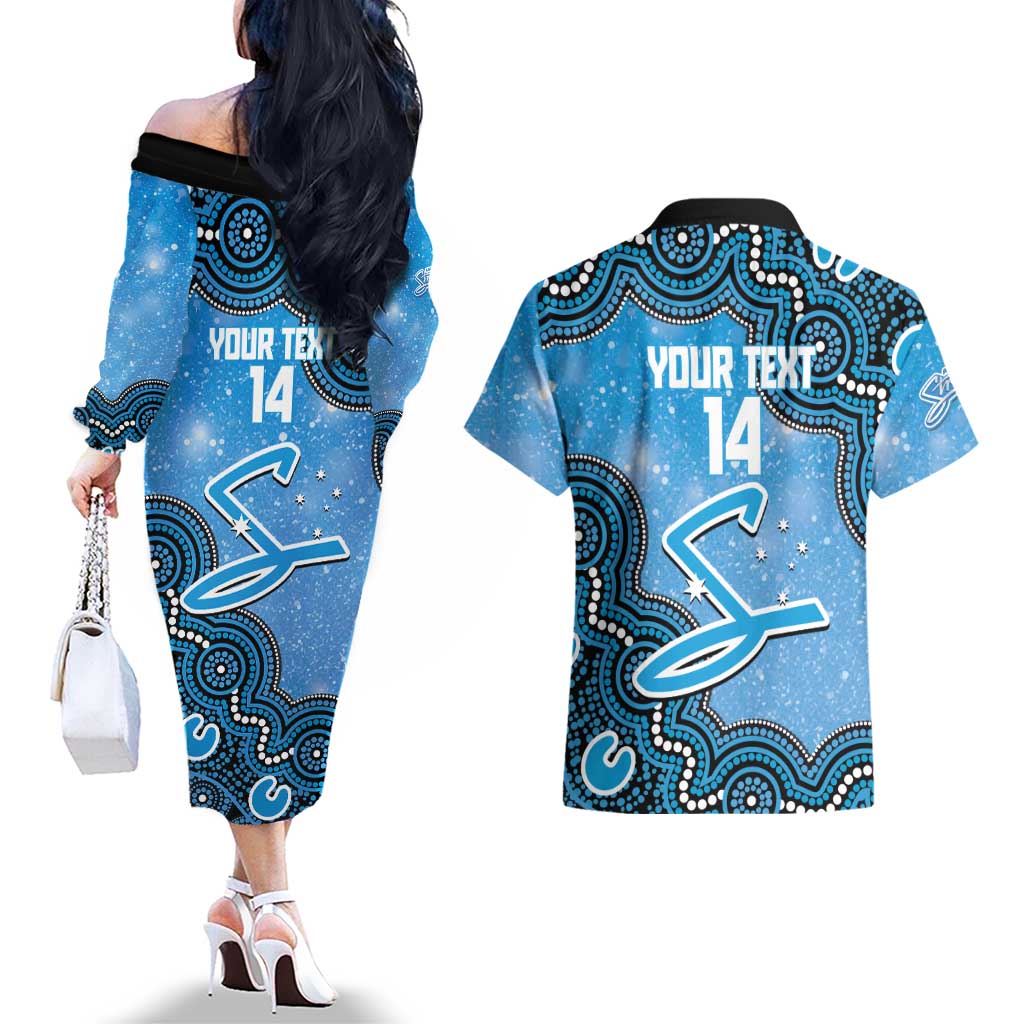Adelaide Strikers NAIDOC Week 2026 Custom Couples Matching Off The Shoulder Long Sleeve Dress and Hawaiian Shirt 50 Years Deadly Indigenous Art Glitter Effect