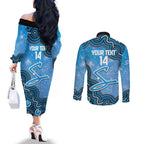 Adelaide Strikers NAIDOC Week 2026 Custom Couples Matching Off The Shoulder Long Sleeve Dress and Long Sleeve Button Shirt 50 Years Deadly Indigenous Art Glitter Effect