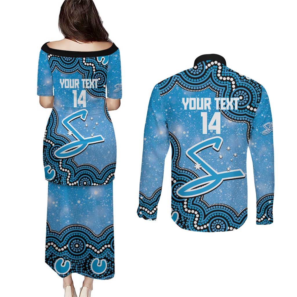 Adelaide Strikers NAIDOC Week 2026 Custom Couples Matching Puletasi and Long Sleeve Button Shirt 50 Years Deadly Indigenous Art Glitter Effect