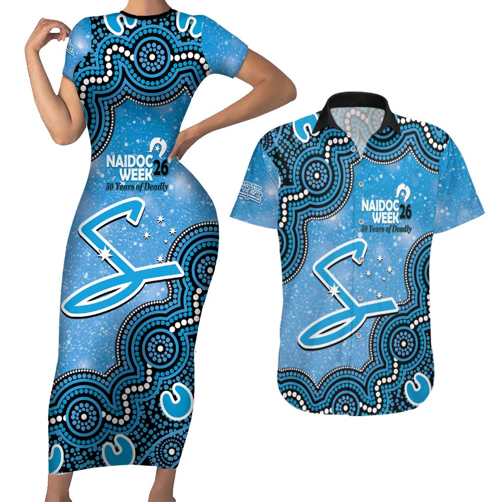 Adelaide Strikers NAIDOC Week 2026 Custom Couples Matching Short Sleeve Bodycon Dress and Hawaiian Shirt 50 Years Deadly Indigenous Art Glitter Effect