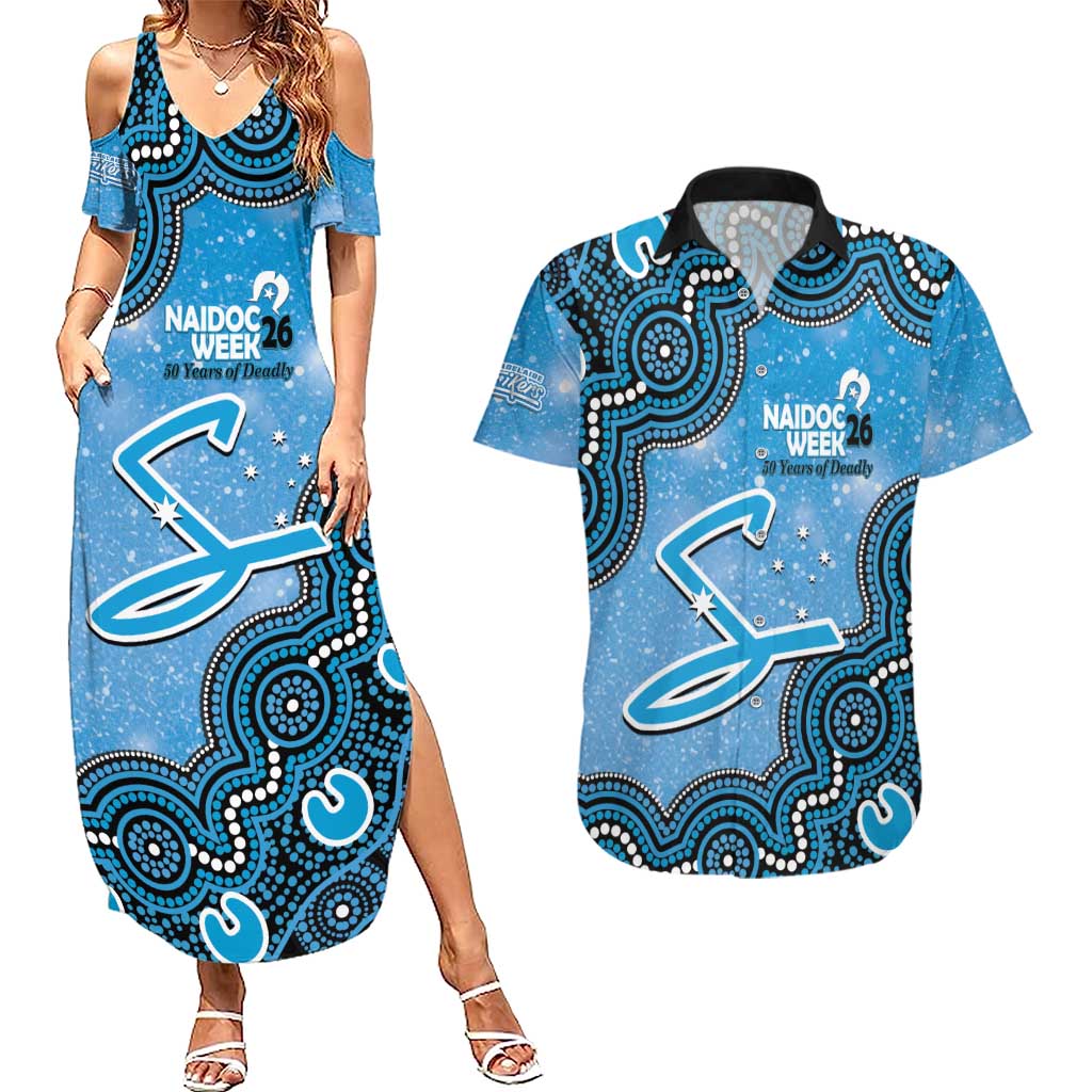 Adelaide Strikers NAIDOC Week 2026 Custom Couples Matching Summer Maxi Dress and Hawaiian Shirt 50 Years Deadly Indigenous Art Glitter Effect