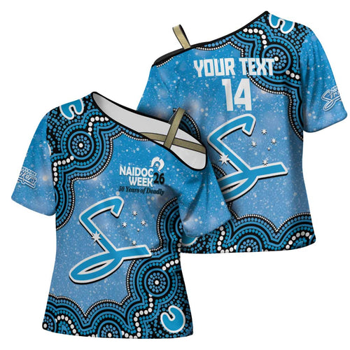 Adelaide Strikers NAIDOC Week 2026 Custom Cross Shoulder Shirt 50 Years Deadly Indigenous Art Glitter Effect