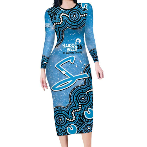 Adelaide Strikers NAIDOC Week 2026 Custom Family Matching Long Sleeve Bodycon Dress and Hawaiian Shirt 50 Years Deadly Indigenous Art Glitter Effect