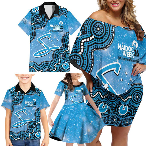 Adelaide Strikers NAIDOC Week 2026 Custom Family Matching Off Shoulder Short Dress and Hawaiian Shirt 50 Years Deadly Indigenous Art Glitter Effect