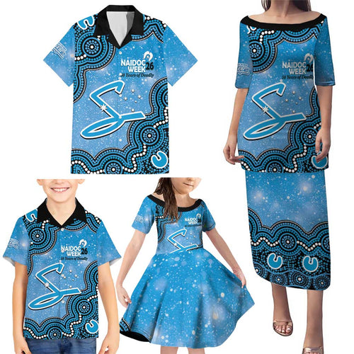 Adelaide Strikers NAIDOC Week 2026 Custom Family Matching Puletasi and Hawaiian Shirt 50 Years Deadly Indigenous Art Glitter Effect