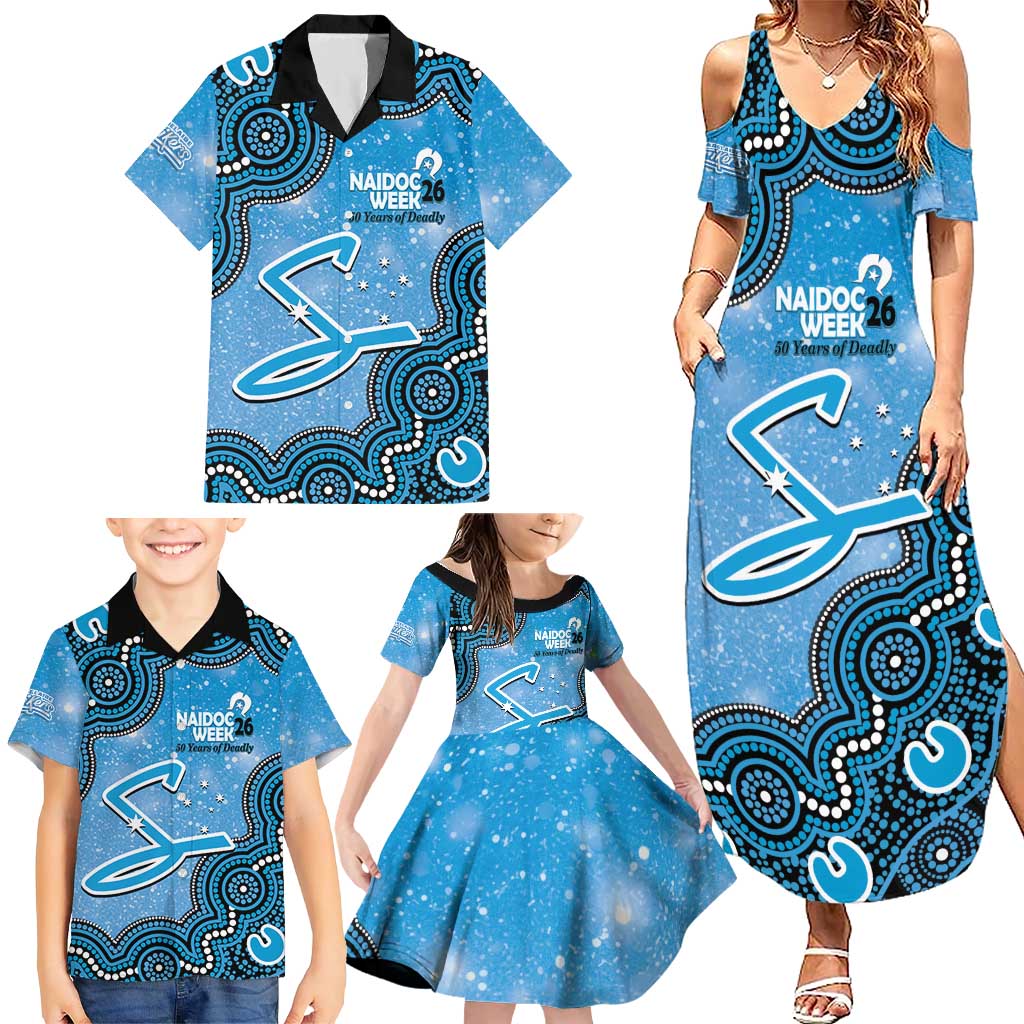 Adelaide Strikers NAIDOC Week 2026 Custom Family Matching Summer Maxi Dress and Hawaiian Shirt 50 Years Deadly Indigenous Art Glitter Effect