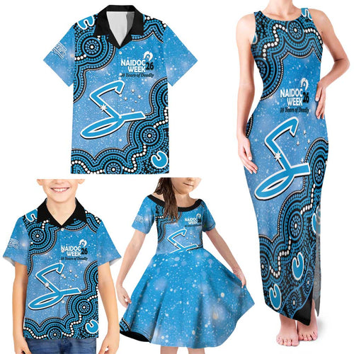 Adelaide Strikers NAIDOC Week 2026 Custom Family Matching Tank Maxi Dress and Hawaiian Shirt 50 Years Deadly Indigenous Art Glitter Effect