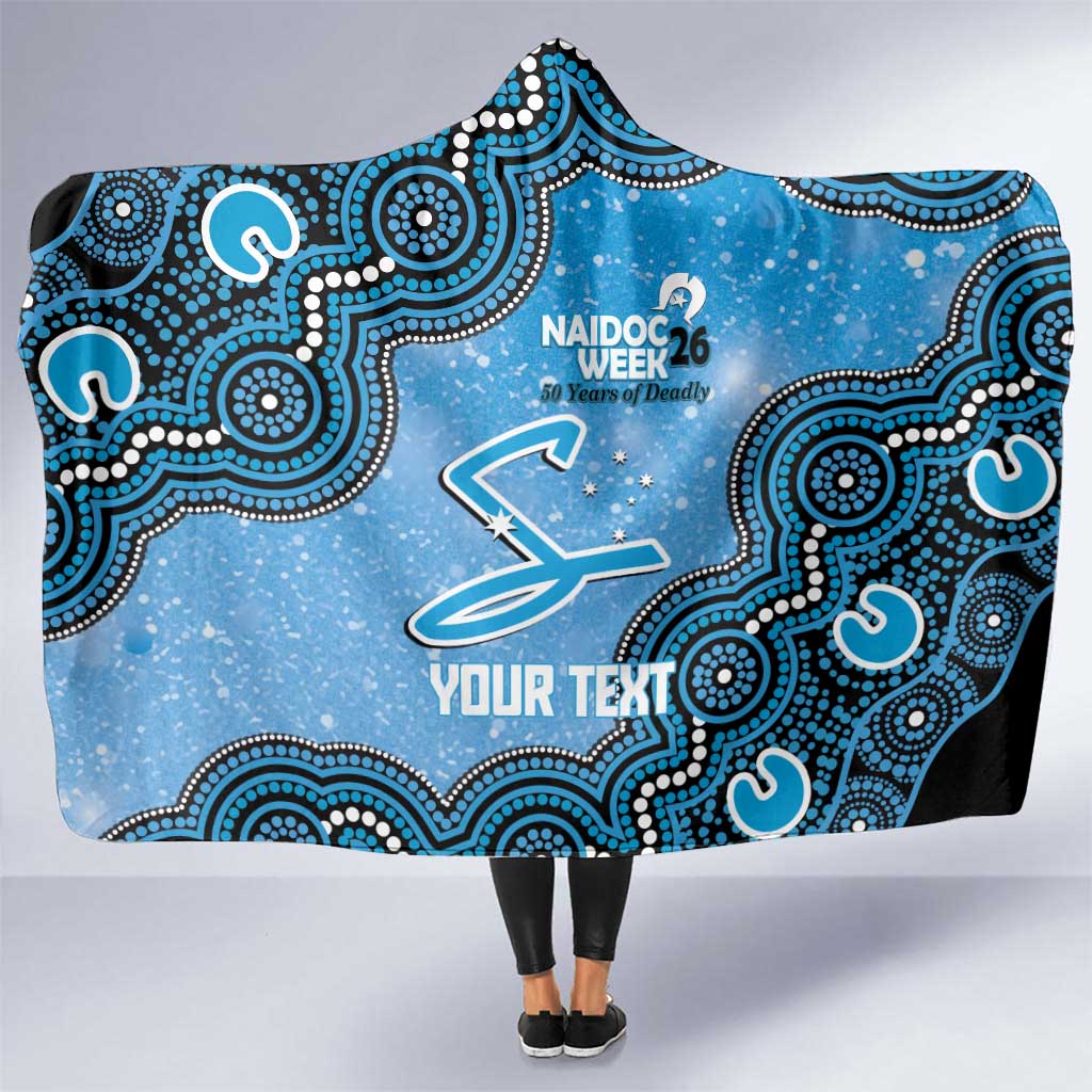Adelaide Strikers NAIDOC Week 2026 Custom Hooded Blanket 50 Years Deadly Indigenous Art Glitter Effect