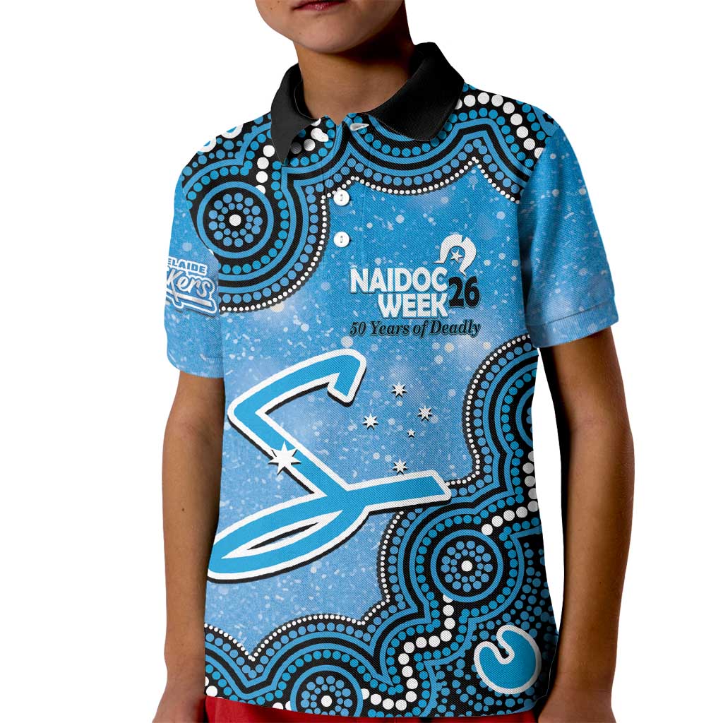 Adelaide Strikers NAIDOC Week 2026 Custom Kid Polo Shirt 50 Years Deadly Indigenous Art Glitter Effect