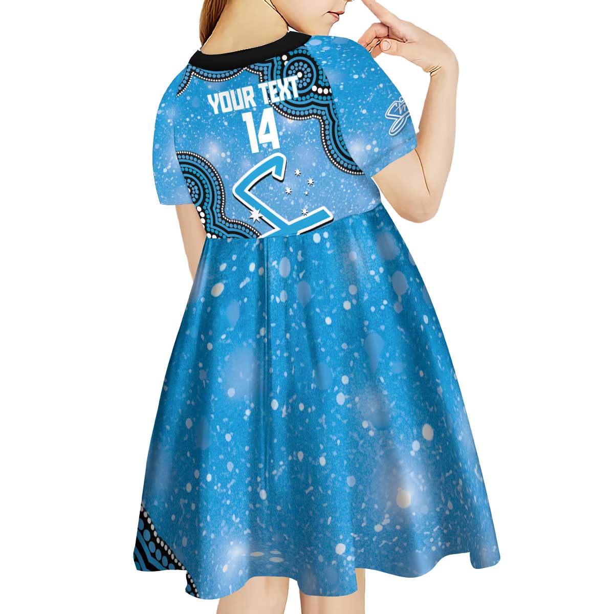 Adelaide Strikers NAIDOC Week 2026 Custom Kid Short Sleeve Dress 50 Years Deadly Indigenous Art Glitter Effect