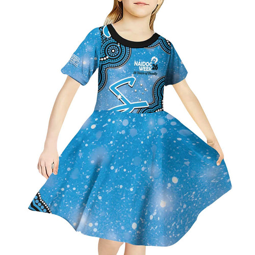 Adelaide Strikers NAIDOC Week 2026 Custom Kid Short Sleeve Dress 50 Years Deadly Indigenous Art Glitter Effect