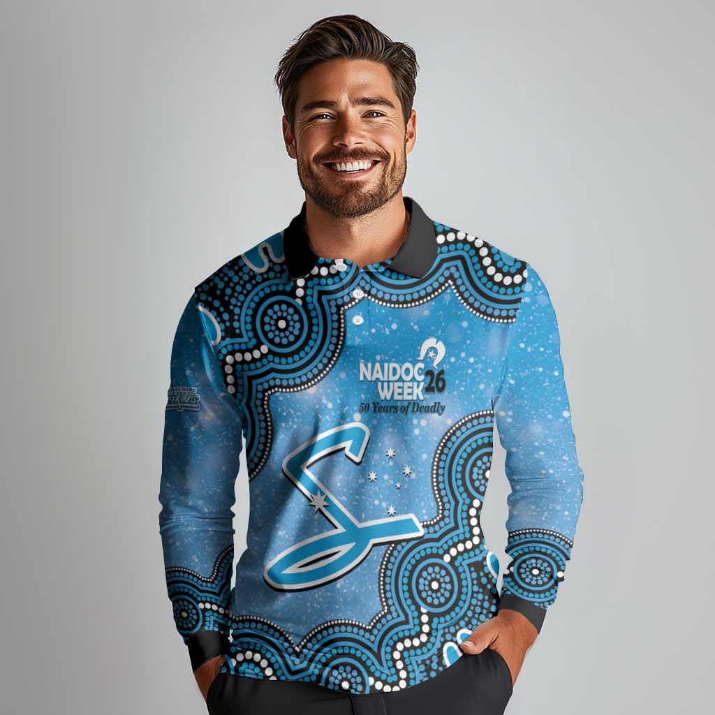 Adelaide Strikers NAIDOC Week 2026 Custom Long Sleeve Polo Shirt 50 Years Deadly Indigenous Art Glitter Effect