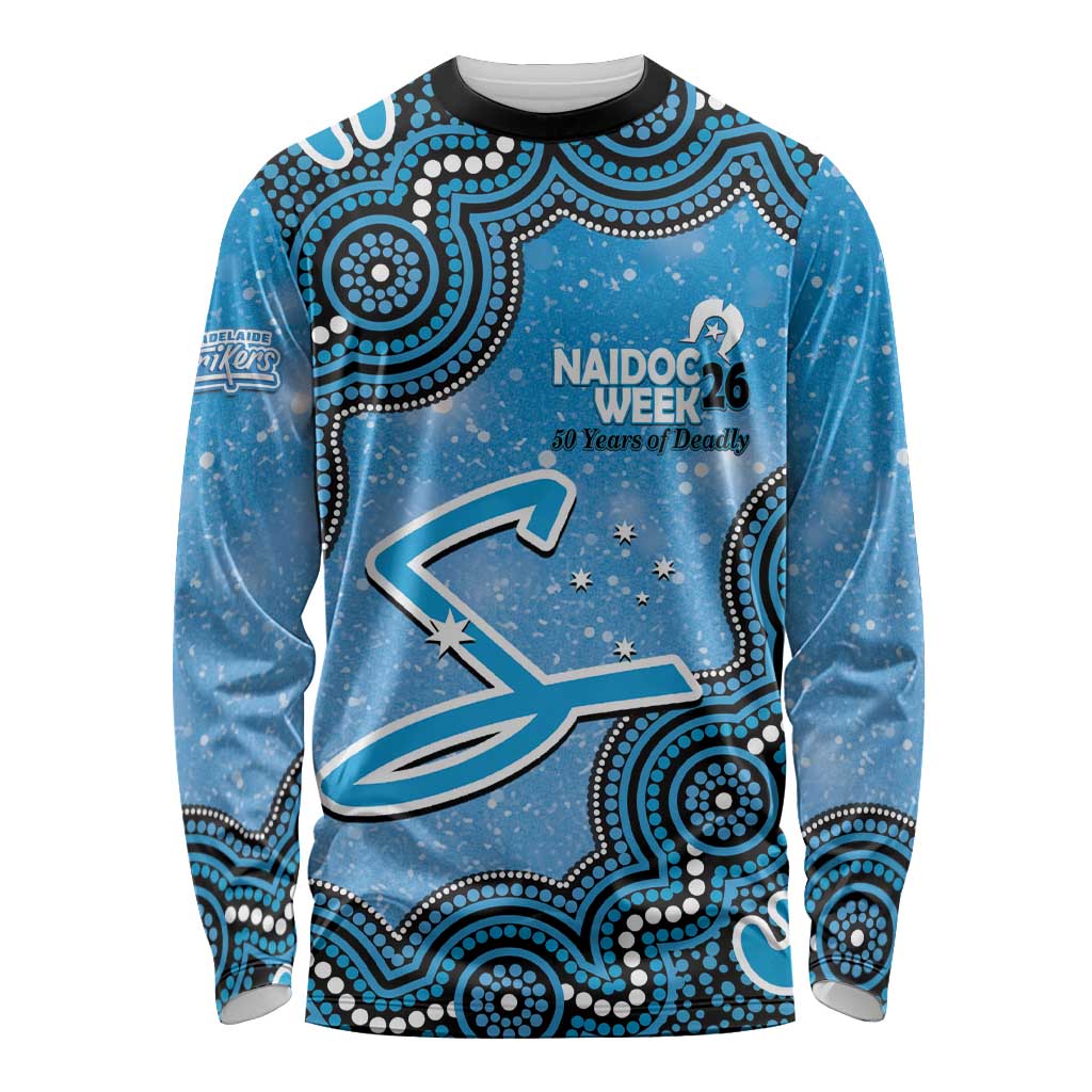 Adelaide Strikers NAIDOC Week 2026 Custom Long Sleeve Shirt 50 Years Deadly Indigenous Art Glitter Effect