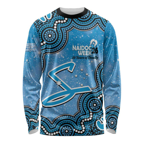 Adelaide Strikers NAIDOC Week 2026 Custom Long Sleeve Shirt 50 Years Deadly Indigenous Art Glitter Effect