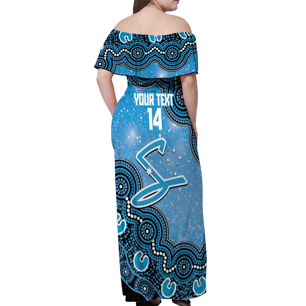 Adelaide Strikers NAIDOC Week 2026 Custom Off Shoulder Maxi Dress 50 Years Deadly Indigenous Art Glitter Effect
