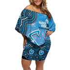 Adelaide Strikers NAIDOC Week 2026 Custom Off Shoulder Short Dress 50 Years Deadly Indigenous Art Glitter Effect