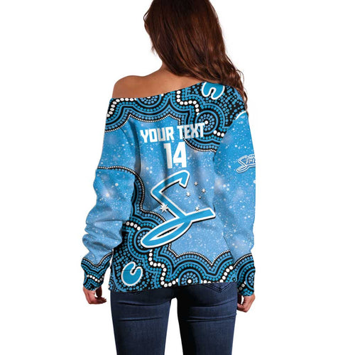 Adelaide Strikers NAIDOC Week 2026 Custom Off Shoulder Sweater 50 Years Deadly Indigenous Art Glitter Effect