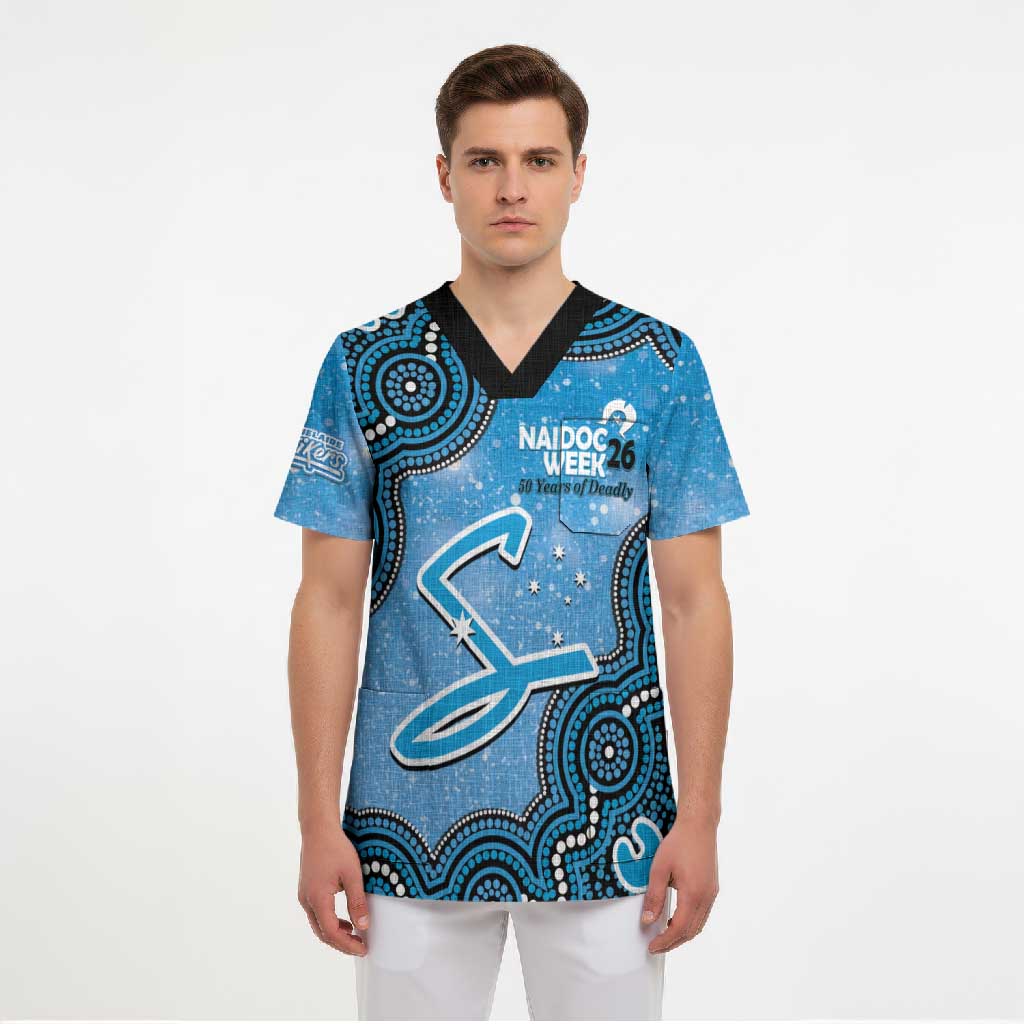 Adelaide Strikers NAIDOC Week 2026 Custom Scrub Top 50 Years Deadly Indigenous Art Glitter Effect