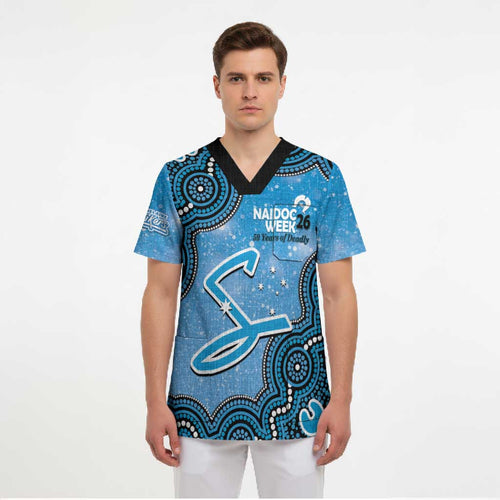 Adelaide Strikers NAIDOC Week 2026 Custom Scrub Top 50 Years Deadly Indigenous Art Glitter Effect