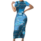 Adelaide Strikers NAIDOC Week 2026 Custom Short Sleeve Bodycon Dress 50 Years Deadly Indigenous Art Glitter Effect