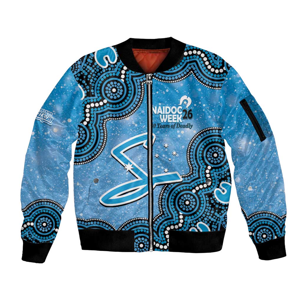 Adelaide Strikers NAIDOC Week 2026 Custom Sleeve Zip Bomber Jacket 50 Years Deadly Indigenous Art Glitter Effect
