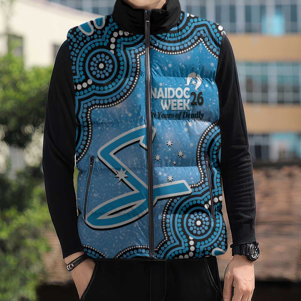 Adelaide Strikers NAIDOC Week 2026 Custom Sleeveless Puffer Jacket 50 Years Deadly Indigenous Art Glitter Effect