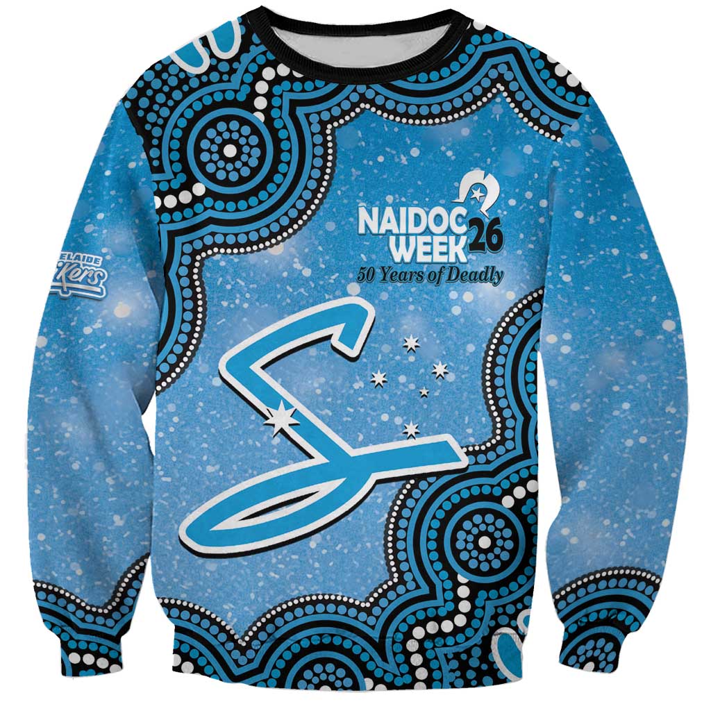 Adelaide Strikers NAIDOC Week 2026 Custom Sweatshirt 50 Years Deadly Indigenous Art Glitter Effect
