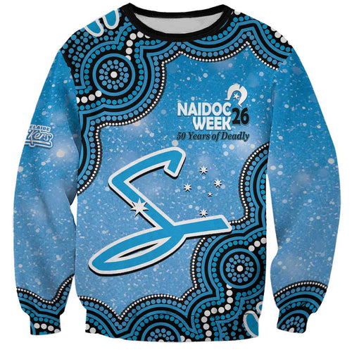 Adelaide Strikers NAIDOC Week 2026 Custom Sweatshirt 50 Years Deadly Indigenous Art Glitter Effect